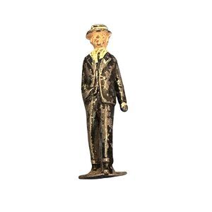 Barclay Manoil Type Lead Figure Man In Suit and Hat 1950s 2" Tall, Original Pain